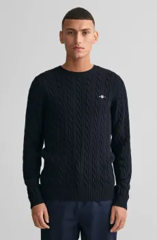 Мужской темно-синий джемпер COTTON CABLE C-NECK Синий M Gant 8050601
