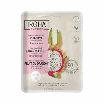 Тканевая маска для лица Iroha Nature Brightening Dragon Fruit + Hyaluronic Acid Sheet Mask, 20 мл Тканевая маска для лица Iroha Nature Brightening Dragon Fruit + Hyaluronic Acid Sheet Mask, 20 мл