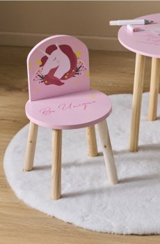 Стілець з мотивом єдинорога - пастельний рожевий