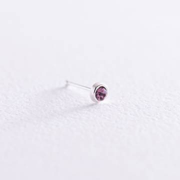 Серебряный пирсинг в нос с фианитом пирсн Серебряный пирсинг в нос с фианитом пирсн