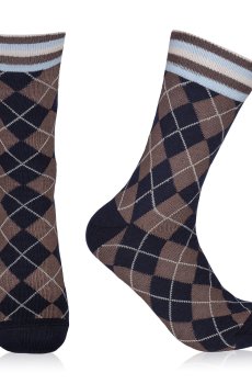 Женские носки AmiGA ромбы, кофе, размер 23-25
