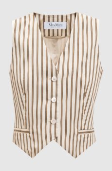 Бежевый жилет FAUNO в полоску с шелком