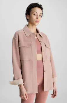 Женская пудровая шерстяная рубашка-пальто DOUBLE FACED Розовый 34 Calvin Klein K20K205856