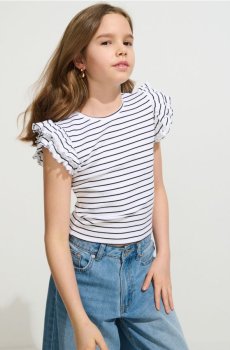 Бавовняна футболка в смужку - різнобарвний