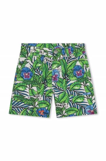 Детские хлопковые шорты Kenzo Kids цвет бирюзовый Детские хлопковые шорты Kenzo Kids цвет бирюзовый