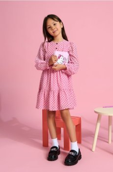 Сукня в горошок - рожевий