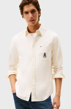 Мужская белая рубашка BRUSHED Белый L Tommy Hilfiger MW0MW40890