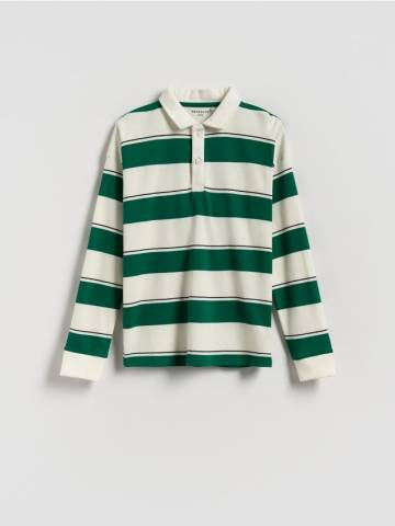 Reserved - Бавовняний лонгслів поло - кремовий - 027FI-01X