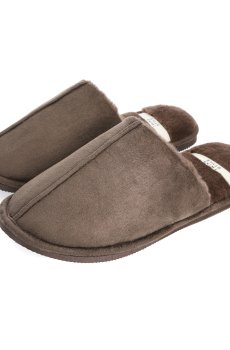Мужские комнатные тапочки Twins HS-LUX замшевые, с мехом, коричневые, размер 44-45 (29 см)