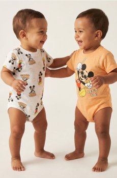 Бавовняні боді, 2 шт. Mickey Mouse - білий