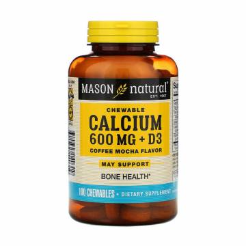Кальций и Д3 Mason Natural Calcium 600 mg + D3 смак кави та мокко, 100 жевательных таблеток Кальций и Д3 Mason Natural Calcium 600 mg + D3 смак кави та мокко, 100 жевательных таблеток
