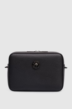 Черная кожаная сумка с логотипом логотип