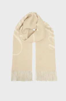 Женский бежевый шерстяной шарф с узором SCRIPT LOGO Бежевый ONESIZE Tommy Hilfiger AW0AW17786