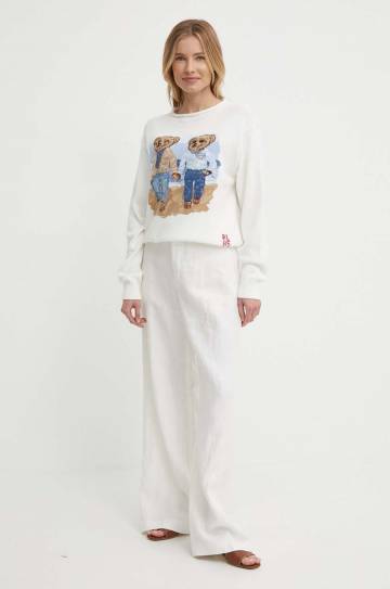 Хлопковый свитер Polo Ralph Lauren цвет белый лёгкий 211935308 Хлопковый свитер Polo Ralph Lauren цвет белый лёгкий 211935308