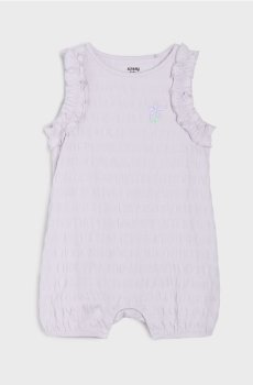 Ромпер з декоративними рюшами та вишивкою у формі квітки - Фіолетовий