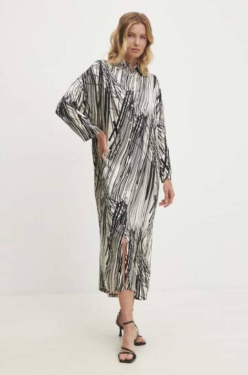Платье Answear Lab цвет бежевый midi oversize Платье Answear Lab цвет бежевый midi oversize