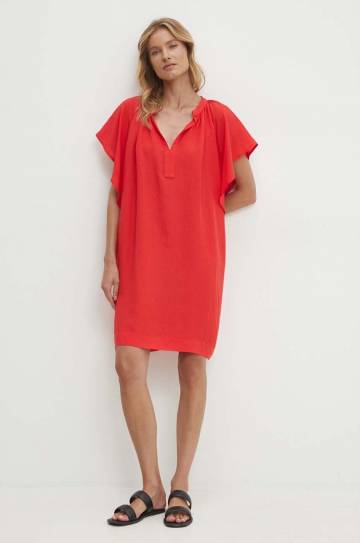 Хлопковое платье Answear Lab цвет красный mini oversize Хлопковое платье Answear Lab цвет красный mini oversize