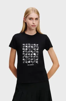 Женская черная футболка IKON SEASONAL LOGO Черный XS Karl Lagerfeld A1W17124