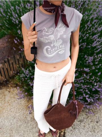 Трикотажні штани з широкими штанинами - кремовий