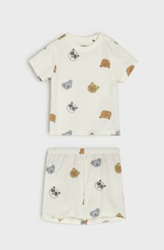 Двокомплектна бавовняна піжама - кремовий