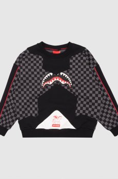Детский черный свитшот в клеточку