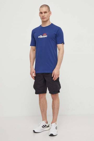 Хлопковая футболка Ellesse Trea T-Shirt мужская цвет синий с принтом SHV20126 Хлопковая футболка Ellesse Trea T-Shirt мужская цвет синий с принтом SHV20126