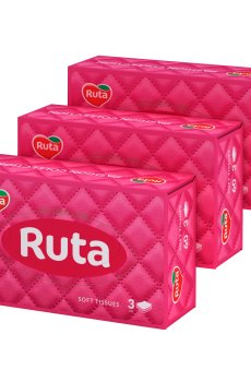 Косметические салфетки Ruta белые, пенал, 3-слойные, 3*60 шт