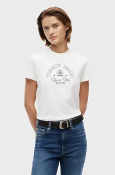 Женская белая футболка HERITAGE Белый XS Tommy Jeans DW0DW22816