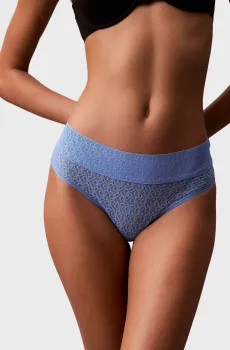 Женские голубые трусики с узором BRAZILIAN Голубой XS Calvin Klein LV00QD5284