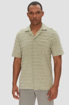 Мужская оливковая рубашка в полоску Оливковый XL HUGO 50539351;391