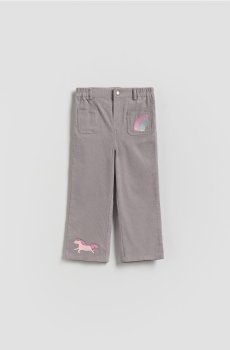 Reserved - Вельветові штани з принтом - світло-сірий - 049FG-09X