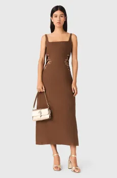 Женское коричневое льняное платье Коричневый 36 MAJE MFPRO04692_Brown
