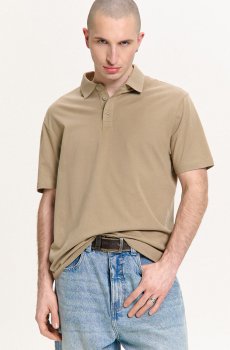 Cropp - Бавовняна сорочка поло basic - бежевий