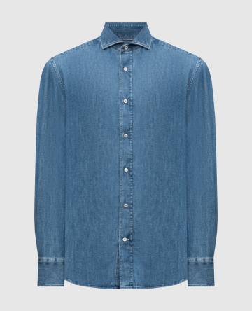 Синяя джинсовая рубашка