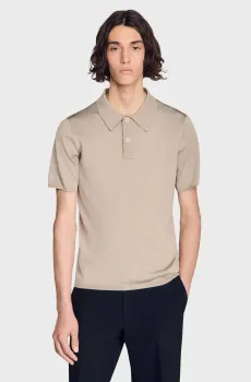 Мужское бежевое поло Бежевый XL Sandro SHPTR00382_Light Taupe