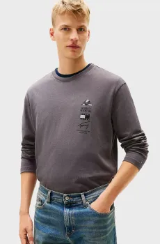Мужской темно-серый лонгслив RLX PEAKS Серый XL Tommy Jeans DM0DM22339