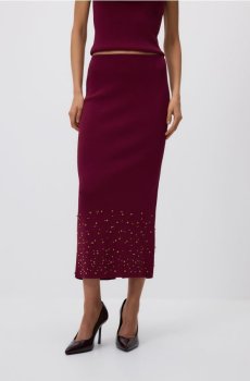 Reserved - Спідниця з нашивками - бордовий - 773JC-43X