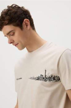 Reserved - Футболка вільного крою з принтом - бежевий - WC979-08X