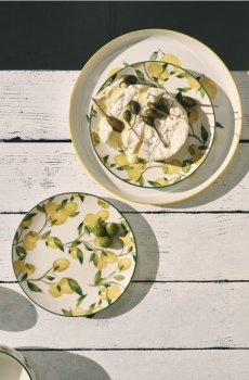 Керамічні тарілки з мотивом лимонів 2 pack - різнобарвний