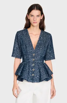 Женский темно-синий жакет Синий 34 Sandro SFPVE01282_Navy Blue