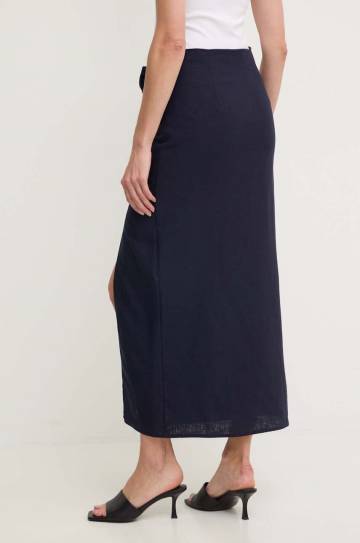 Льняная юбка Answear Lab цвет синий maxi расклешённая Льняная юбка Answear Lab цвет синий maxi расклешённая