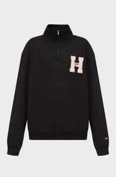 Мужская черная спортивная кофта TJM 1/4 ZIP TOWEL PATCH POLO Черный S Tommy Jeans DM0DM21263