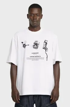 Мужская белая футболка Archive boxy r t Белый M G-Star RAW D25978,C336