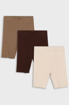 Бавовняні шорти-велосипедки з декоративними воланами 3 pack - різнобарвний