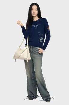 Женский темно-синий кашемировый джемпер Miss Синий S ZADIG&VOLTAIRE KWSW02939_MARINE