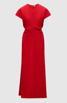 Красное платье миди из шерсти