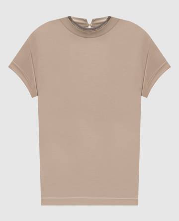 Бежевая футболка с цепочкой мониль