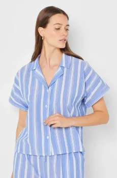 Женская голубая рубашка в полоску JENNIE Голубой L Etam 6540622