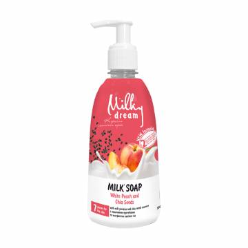 Жидкое крем-мыло Milky Dream Белый персик и семена чиа, с молочным протеином и экстрактом семян чиа, 500 мл Жидкое крем-мыло Milky Dream Белый персик и семена чиа, с молочным протеином и экстрактом семян чиа, 500 мл