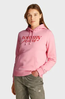Женское розовое худи TJW REG ESS LOGO HOODIE EXT Розовый S Tommy Jeans DW0DW20170